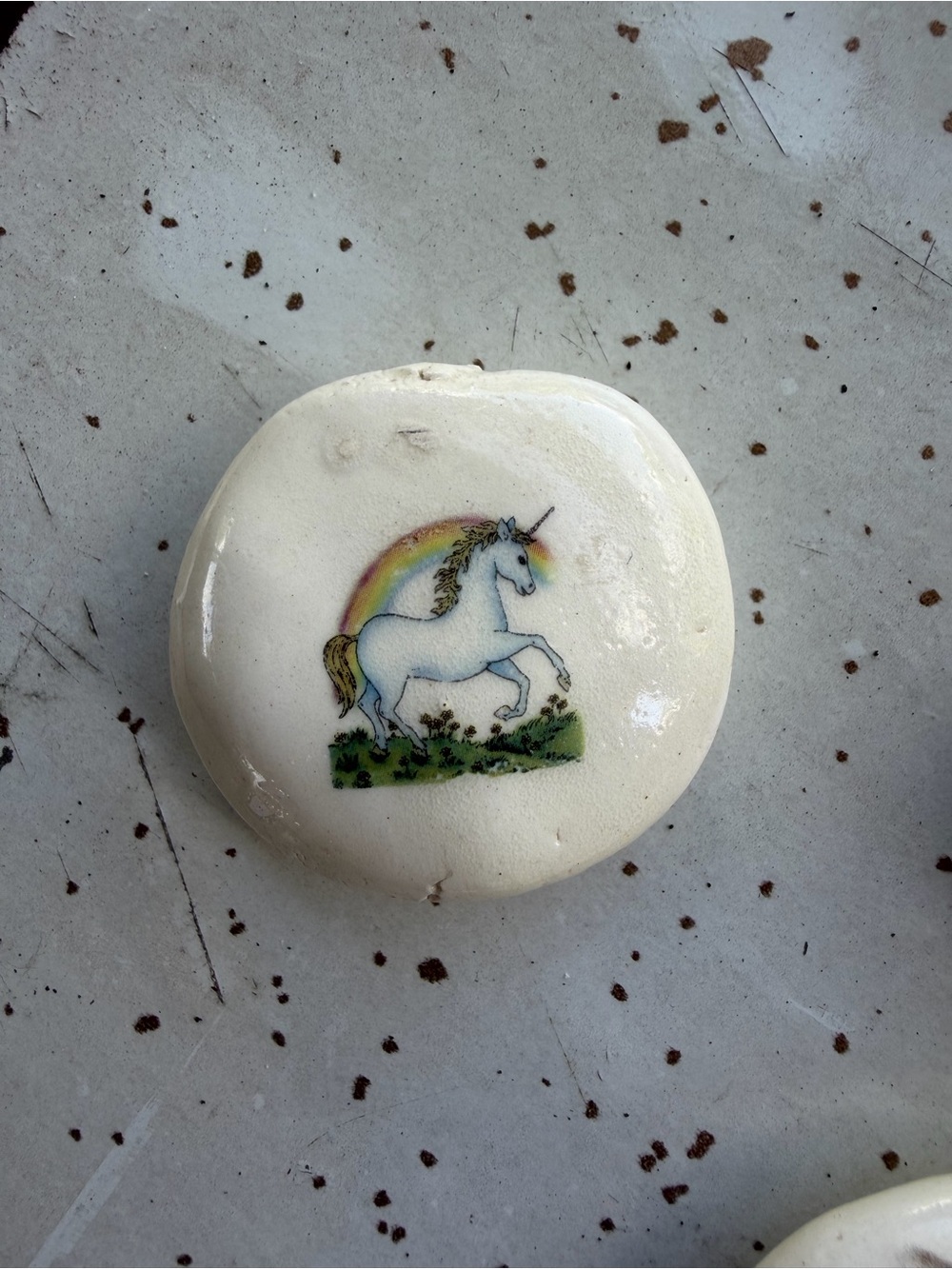 Unbranded White Unicorn Ceramic Art Accent with Rainbow